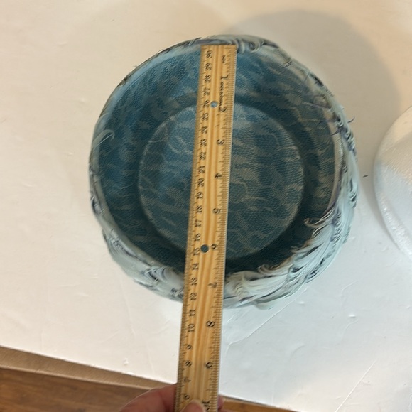 Vintage  Light Blue Feather Pillbox Hat Union Label Made in USA - Picture 10 of 12